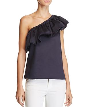 Aqua Ruffle One Shoulder Top