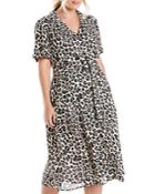Estelle Plus Lady Belted Leopard-print Dress