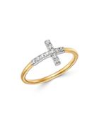 Bloomingdale's Diamond Cross Ring In 14k Yellow & White Gold, 0.15 Ct. T.w. - 100% Exclusive