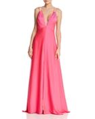 Aidan Mattox Plunging Satin Gown - 100% Exclusive