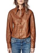 Zadig & Voltaire Tris Crinkle Leather Shirt