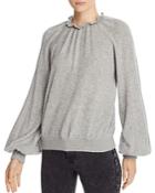 Frame Shirred Blouson-sleeve Sweater
