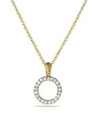 David Yurman Cable Collectibles Circle Pendant With Diamond In Gold On Chain