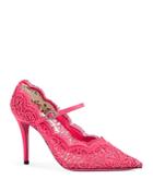 Gucci Virginia Leather And Lace Mary Jane Pointed Toe Pumps