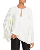 Jason Wu Pleated Bell Sleeve Crepe Top