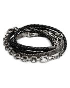 The Monotype Silver-plated Brass Riley Braided Leather Wrap Bracelet