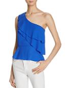Olivaceous Ruffled Georgette One Shoulder Top
