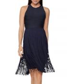 Herve Leger Strappy Back Fringe Dress