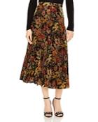 Sandro Ellen Pleated Velvet Floral-print Midi Skirt