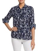 Kenneth Cole Printed Button-down Tunic Top