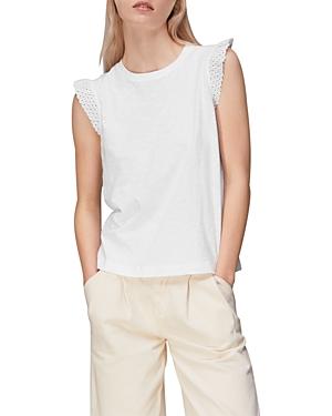 Whistles Eyelet Trim Flutter Sleeve Tee