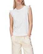 Whistles Eyelet Trim Flutter Sleeve Tee