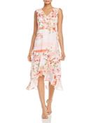 Calvin Klein Sleeveless Floral Faux-wrap Midi Dress