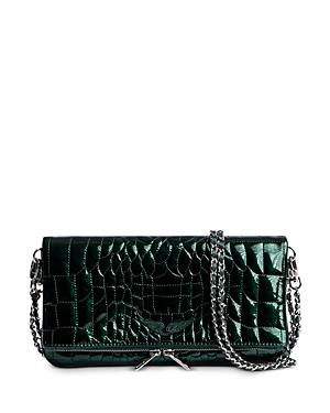 Zadig & Voltaire Rock Wave Quilted Croc Patent Leather Shoulder Bag
