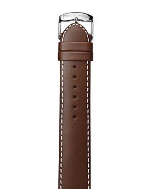 Philip Stein Dark Brown Stitched Calf Leather Watch Strap, 22mm