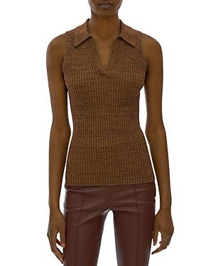 Helmut Lang Sleeveless Ribbed Marled Knit Top
