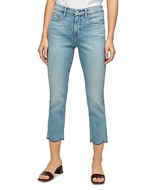 Jen 7 Scalloped Hem Straight Leg Ankle Jeans In Crest Soft Vintage