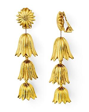 Oscar De La Renta Tiered Flower Clip-on Drop Earrings