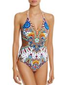 Red Carter Persian Dance Spring Lace Up One Piece Swimsuit