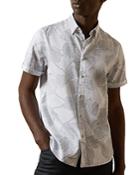 Ted Baker Cotton-blend Leaf-print Slim Fit Shirt