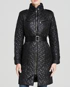 Cole Haan Coat - Signature Quilted Belted Faux Leather Detail