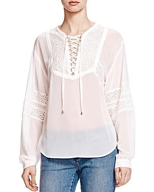 The Kooples Sheer Lace-up Top