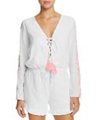 Pampelone Ponnant Embroidered Romper Swim Cover-up