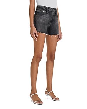 Ag Alexxis Frayed Denim Shorts In Shadow Black