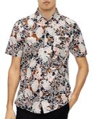Ted Baker Floral Print Regular Fit Short Sleeve Button-down Shirt