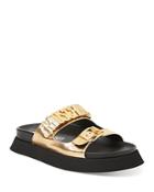 Moschino Women's Metallic Slide Sandals