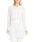 Vince Camuto Sheer Stripe Button Down Tunic