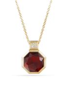 David Yurman Guilin Octagon Pendant Necklace With Garnet And Diamonds In 18k Gold