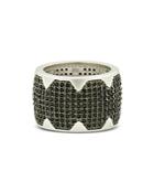 Freida Rothman Industrial Finish Pave Cigar Ring In Rhodium-plated Sterling Silver