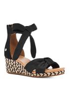 Ugg Women's Yarrow Black Knotted Strap Espadrille Wedge Sandals