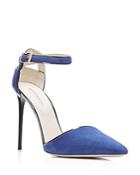 Giorgio Armani Piped D'orsay Ankle Strap Pointed Pumps