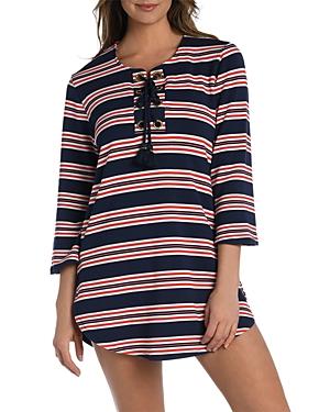 La Blanca Sailor Striped Lace-up Tunic