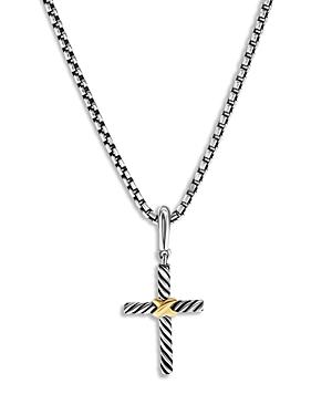 David Yurman 18k Yellow Gold & Sterling Silver Amulets Textured Cross Pendant