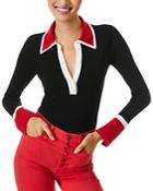 Alice And Olivia Pia Ribbed Long Sleeve Polo