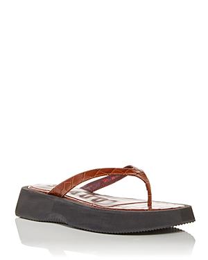 Staud Women's Tessa Croc Embossed Platform Thong Sandals