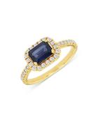 Bloomingdale's Sapphire & Diamond Halo Ring In 14k Yellow Gold- 100% Exclusive