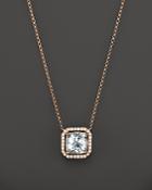 Aquamarine And Diamond Pendant Necklace In 14k Rose Gold, 17 - 100% Exclusive