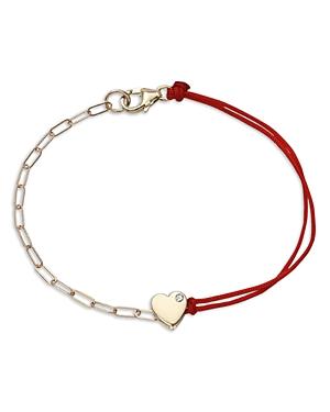 Zoe Lev 14k Yellow Gold Diamond Split Heart Cord Bracelet