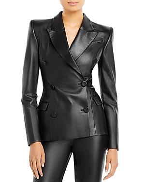 Sergio Hudson Double Breasted Leather Blazer