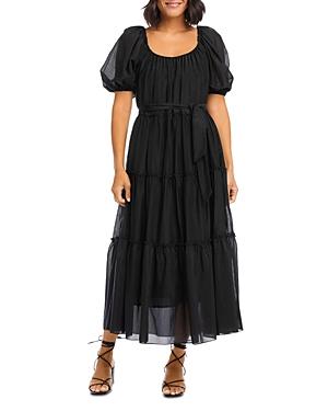 Karen Kane Puff-sleeve Tiered Midi Dress