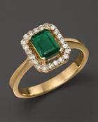 Emerald And Diamond Ring In 14k Yellow Gold - 100% Exclusive