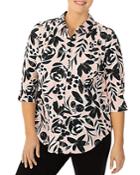 Foxcroft Plus Cotton Floral Print Shirt