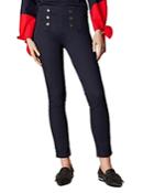 Karen Millen Button Detail Skinny Jeans In Dark Denim