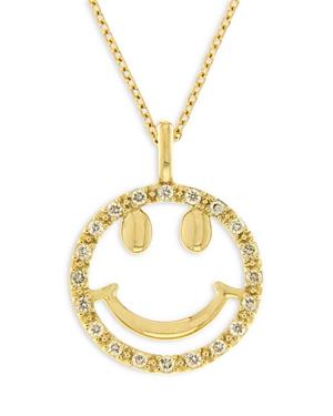 Bloomingdale's Diamond Smiley Face Pendant Necklace In 14k Yellow Gold, 0.10 Ct. T.w. - 100% Exclusive