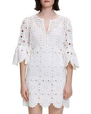 Maje Rochetine Embroidered Bell Sleeve Dress