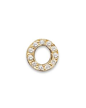 Zoe Chicco 14k Yellow Gold Pave Single Initial Stud Earring, 0.04-0.06 Ct. T.w.